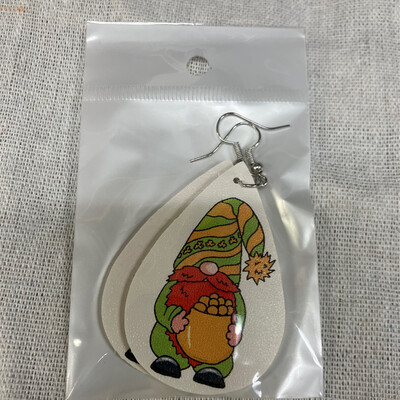 Leather Earrings-St Patty Gnome 3
