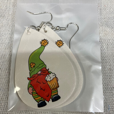 Leather Earrings-St Patty Gnome 4