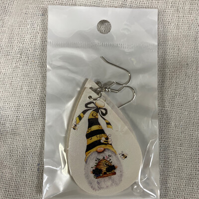 Leather Earrings-Bee Gnome 2