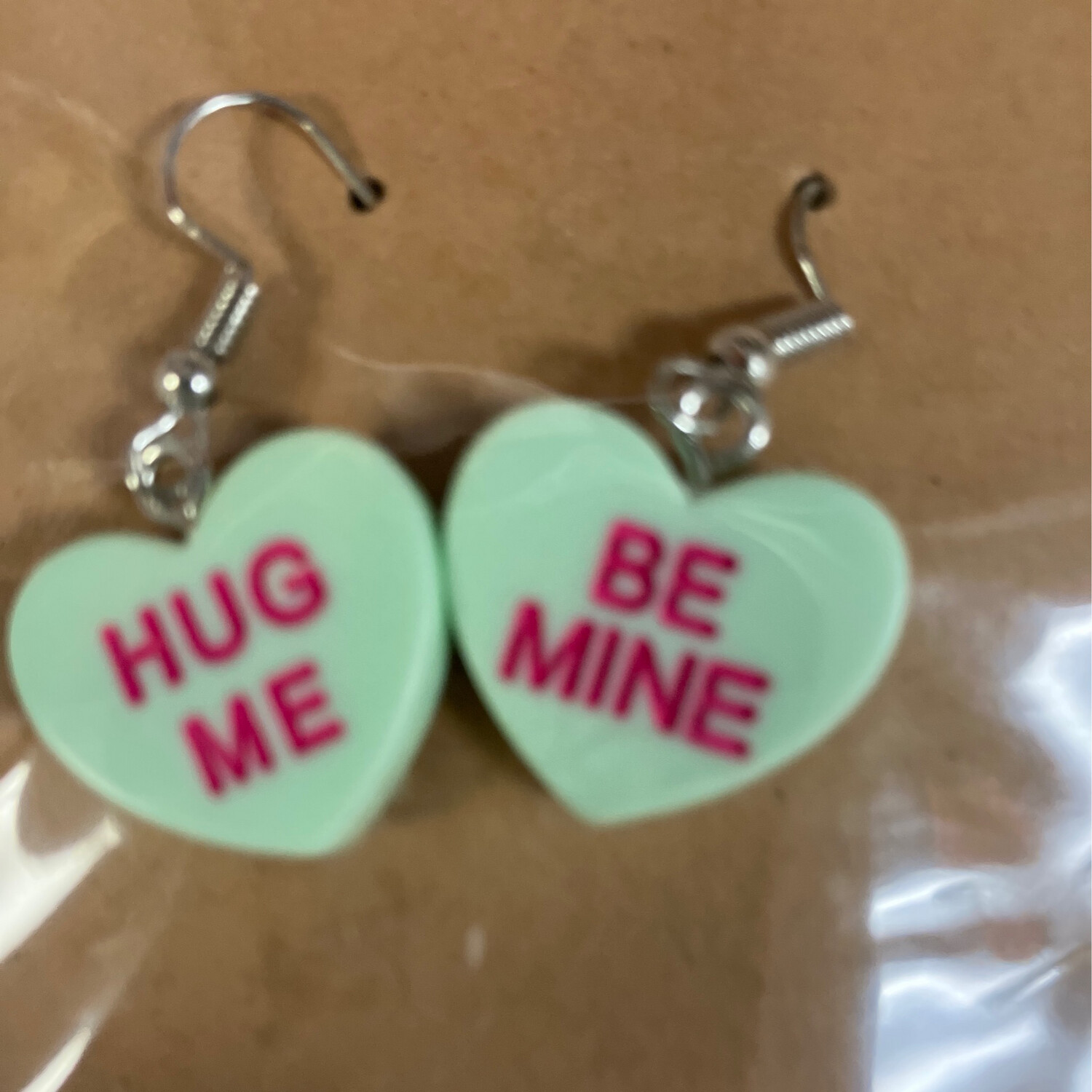 Conversation Hearts Earrings Single Green