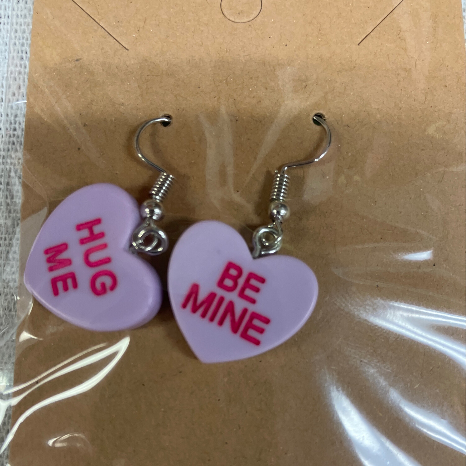 Conversation Hearts Earrings Single Purple