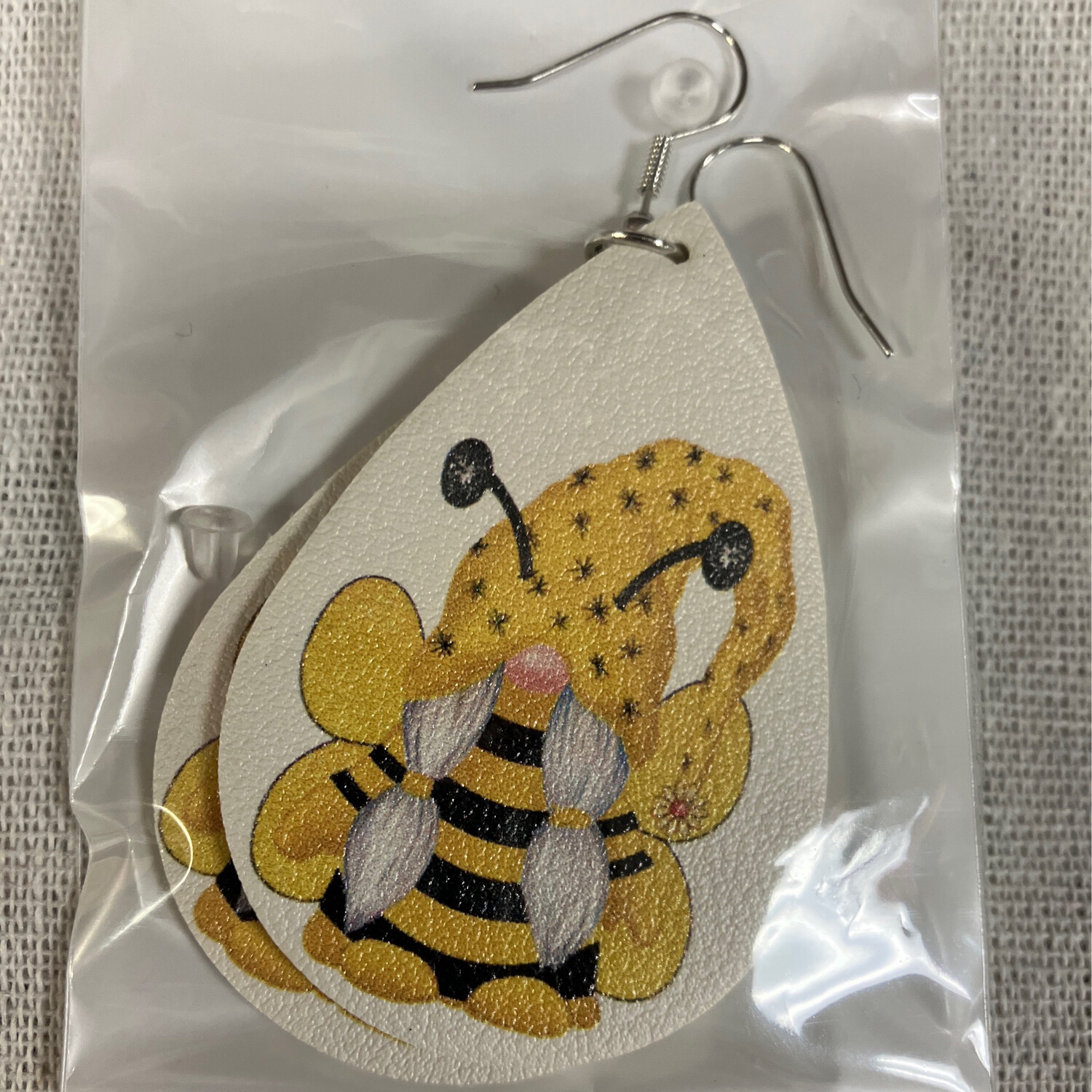 Leather Earrings-Bee Gnome 3