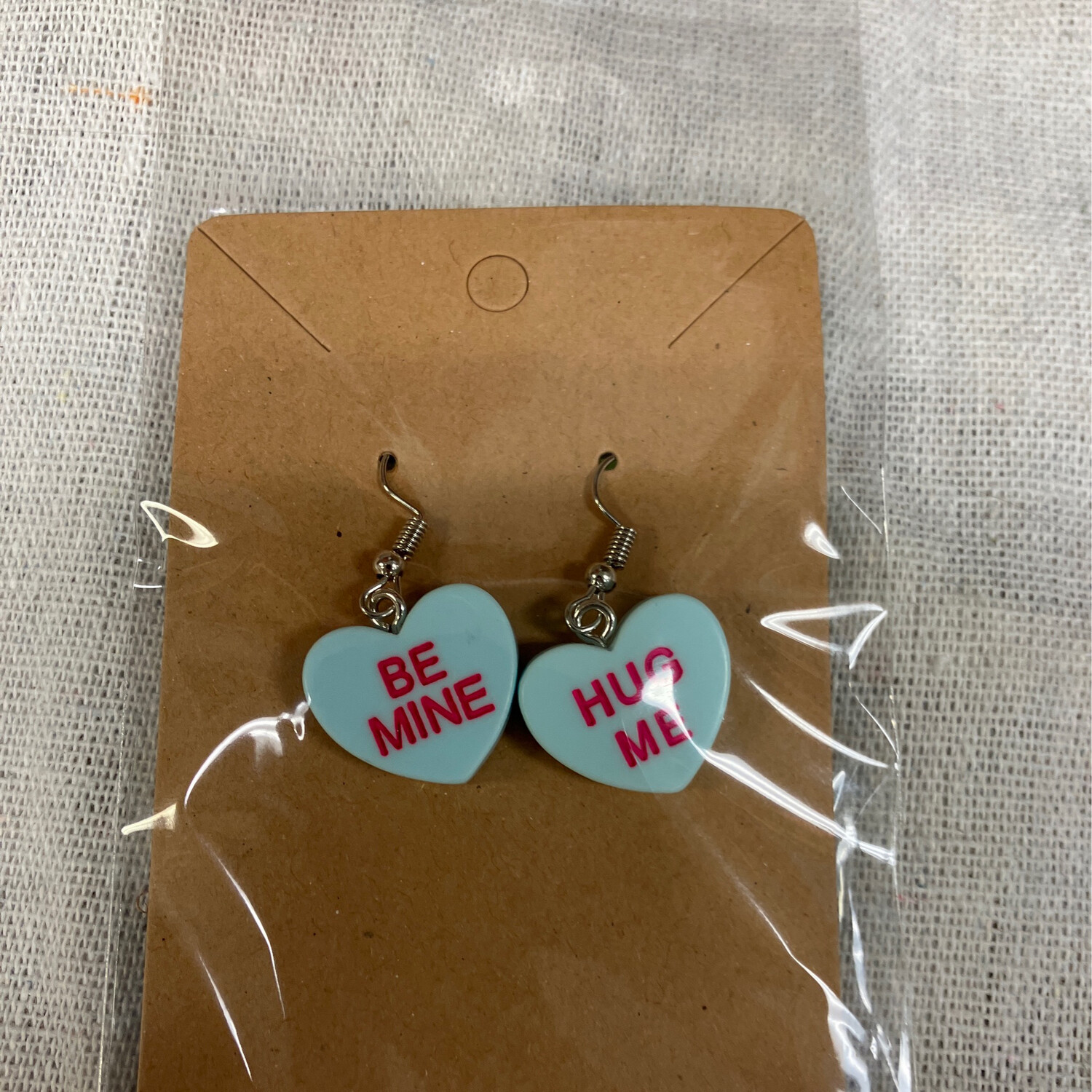 Conversation Hearts Earrings Single Blue