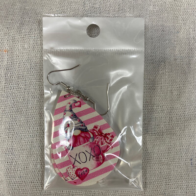 Leather Earrings-Valentine Gnome 1