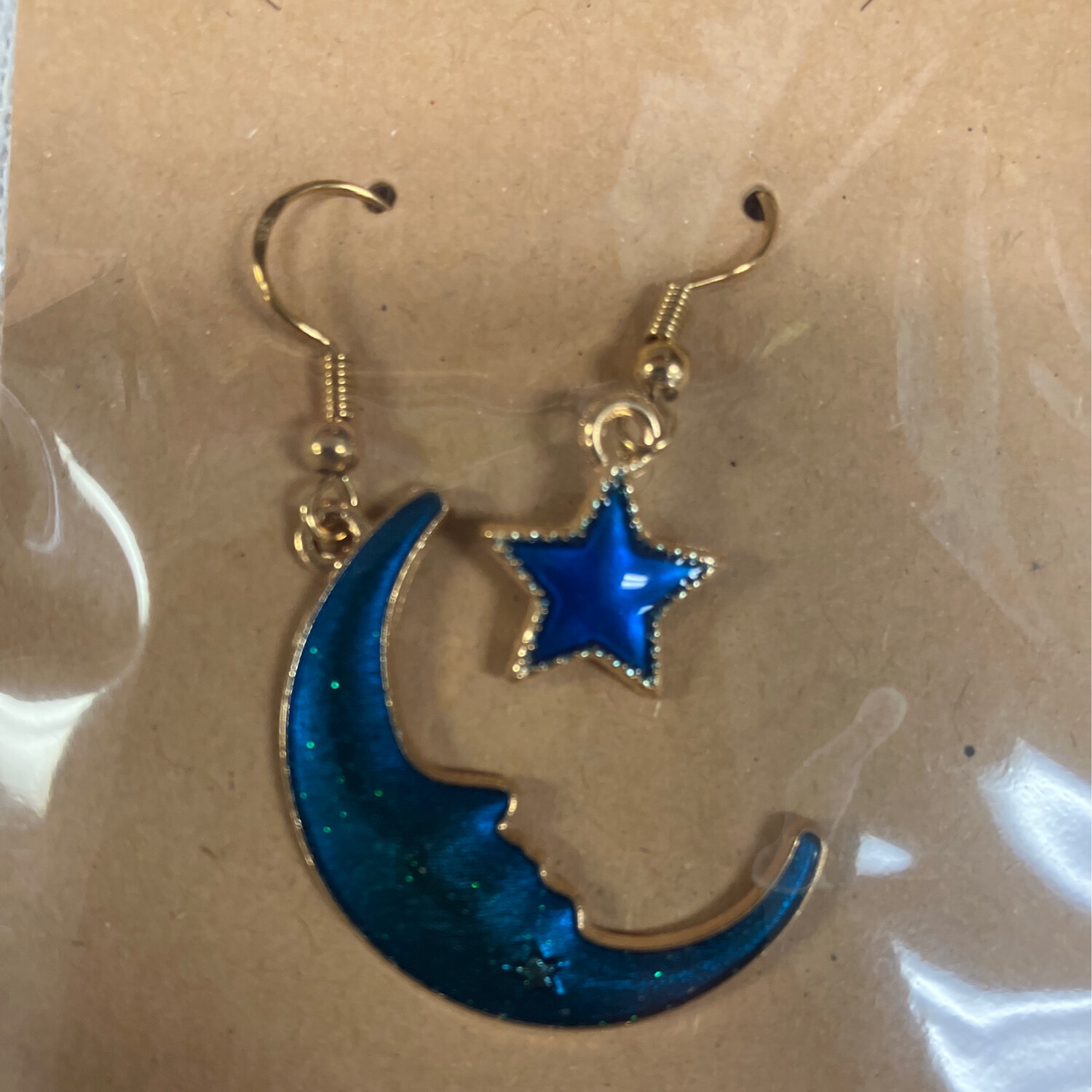 Blue Star and Moon Earrings