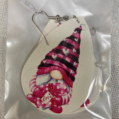 Leather Earrings-Valentine Gnome 5