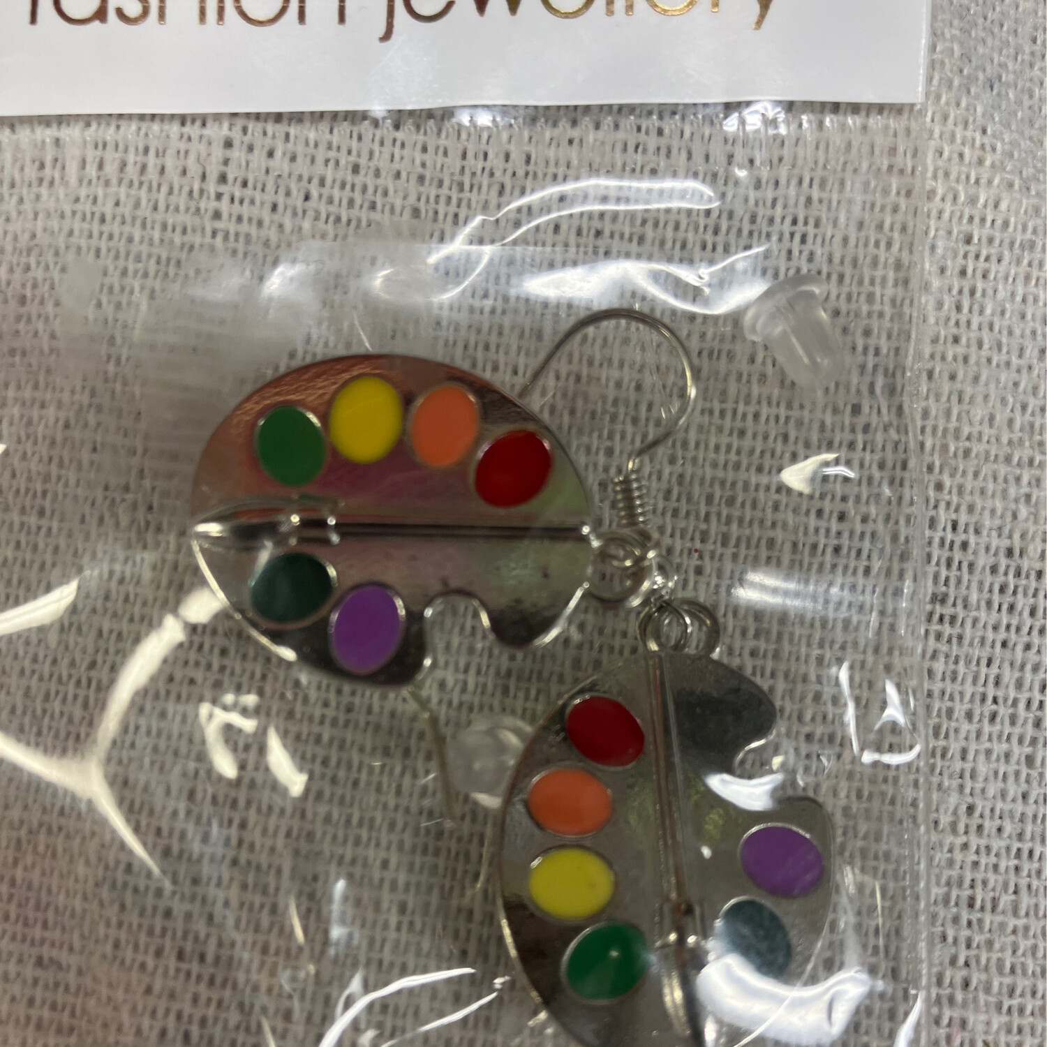 Silver Paint Pallet Earrings