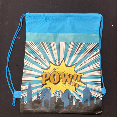 Pow' Superhero Fan Drawstring Bag-Teal &amp; Black