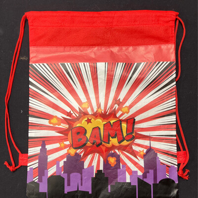 Bam' Superhero Fan Drawstring Bag-Red &amp; Purple