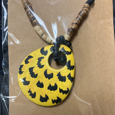Handmade Yellow &amp; Black Leopard Print Necklace