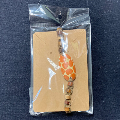 Handmade Orange &amp; Cream Leopard Print Bracelet