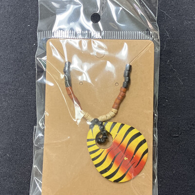 Handmade Yellow, Red &amp; Black Tiger Print Necklace