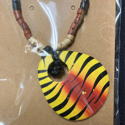 Handmade Yellow, Red &amp; Black Tiger Print Necklace