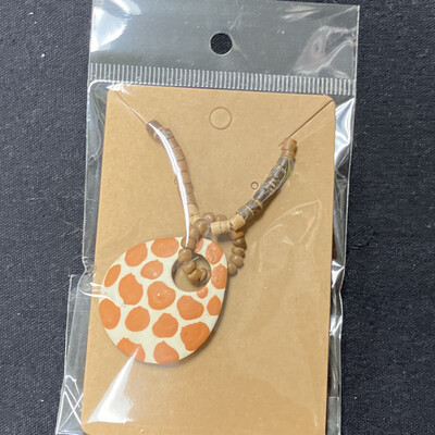 Handmade Orange &amp; Cream Leopard Print Necklace