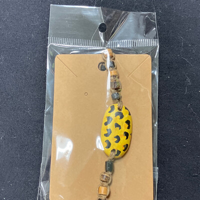 Handmade Yellow &amp; Black Leopard Print Bracelet 2