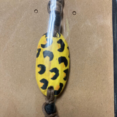 Handmade Yellow &amp; Black Leopard Print Bracelet 3