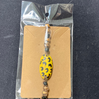 Handmade Yellow &amp; Black Leopard Print Bracelet 3