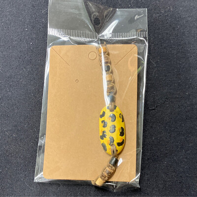 Handmade Yellow &amp; Black Leopard Print Bracelet 1
