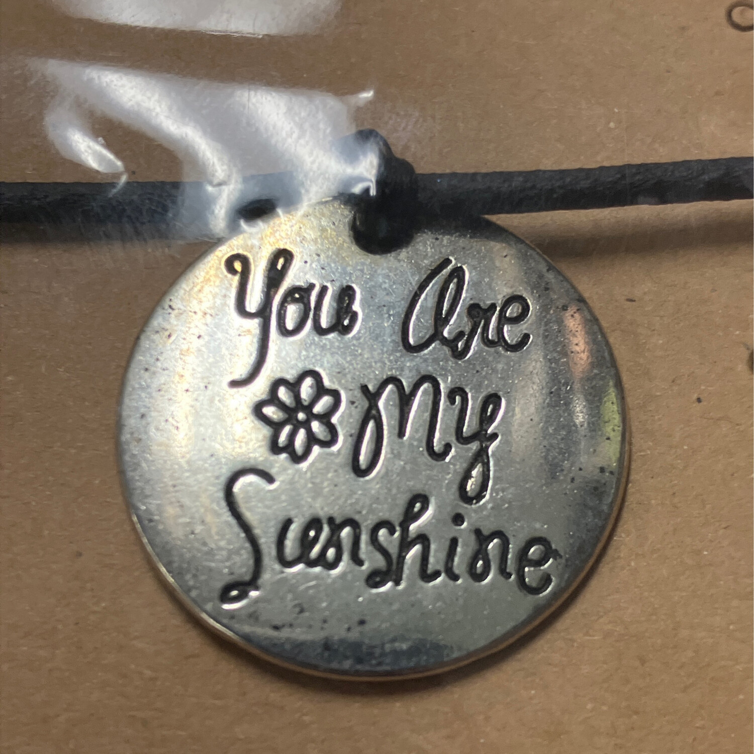 Handmade Necklace with You Are My Sunshine on Metal Disk