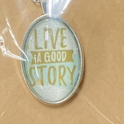 Handmade Live a Good Story Glass Bubble Necklace on Silver Chain