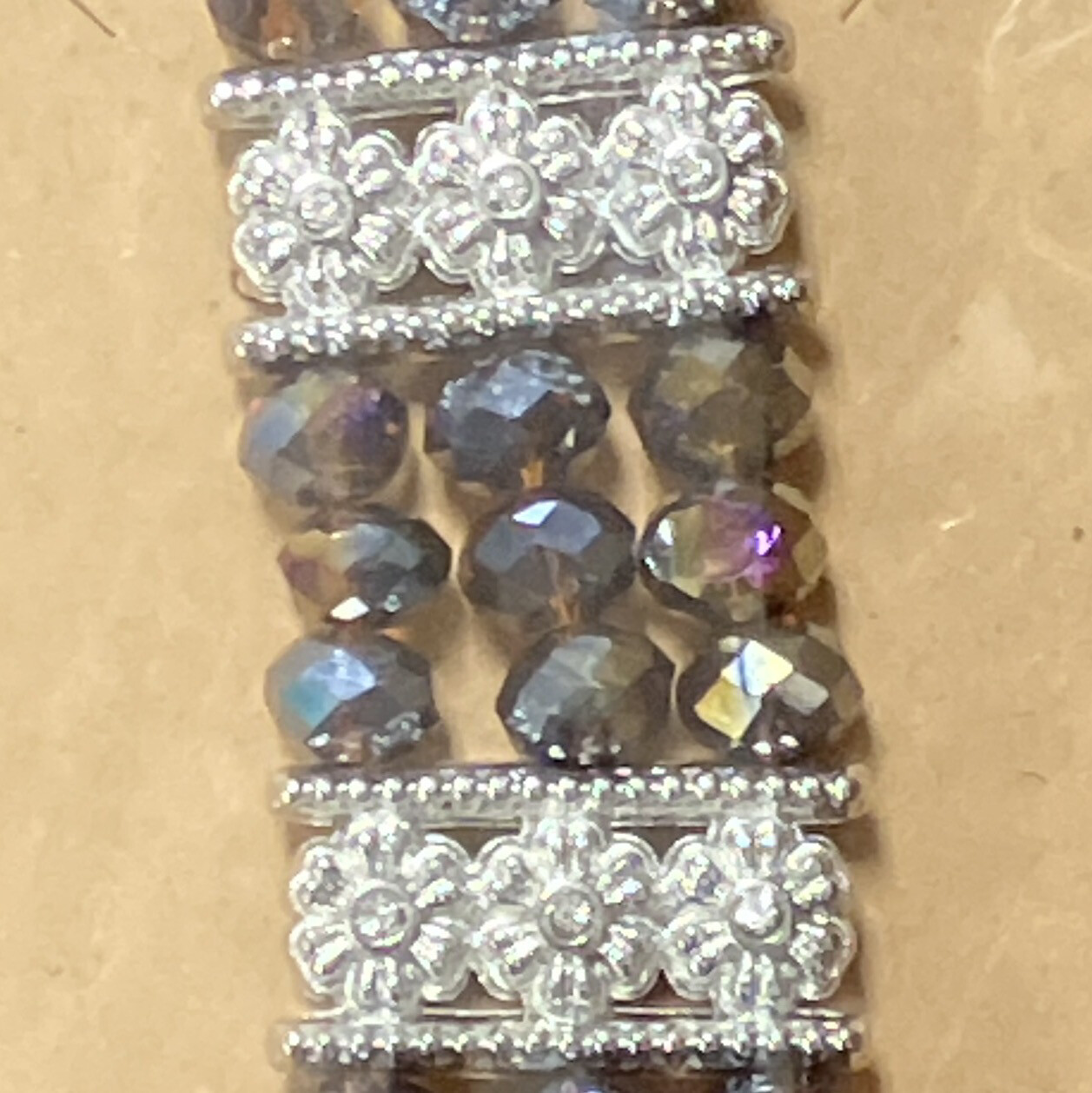 Purple and Silver Stretchy Bracelet