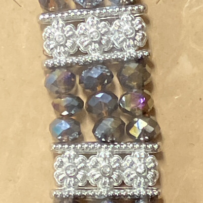 Purple and Silver Stretchy Bracelet