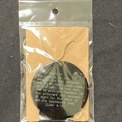 Cross and Luke 4:18 on Black Stone Handmade Necklace
