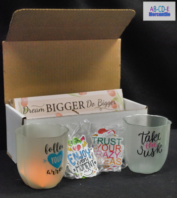 Gift Box with Glow in the Dark Plastic Wine Glasses