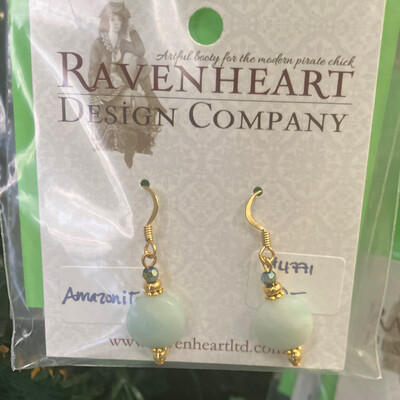 Amazonite Earrings (Goldtone)