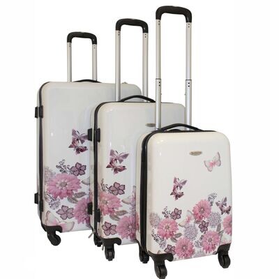 3 Piece Designer Luggage Set Jeweled Garden