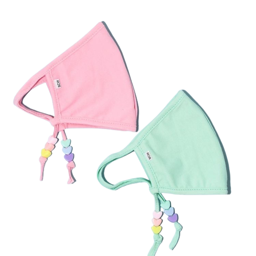 Pink &amp; mint cotton mask set