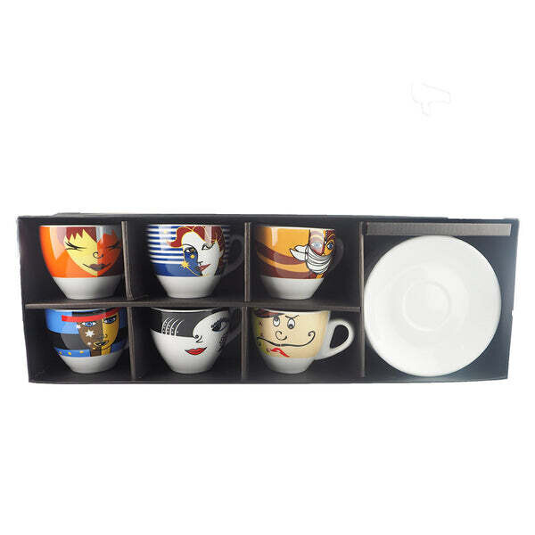 Incasa Face Cups Set plus Saucers