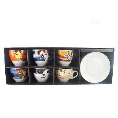 Incasa Face Cups Set plus Saucers