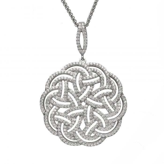 Interlaced silver & CZ Celtic Pendant