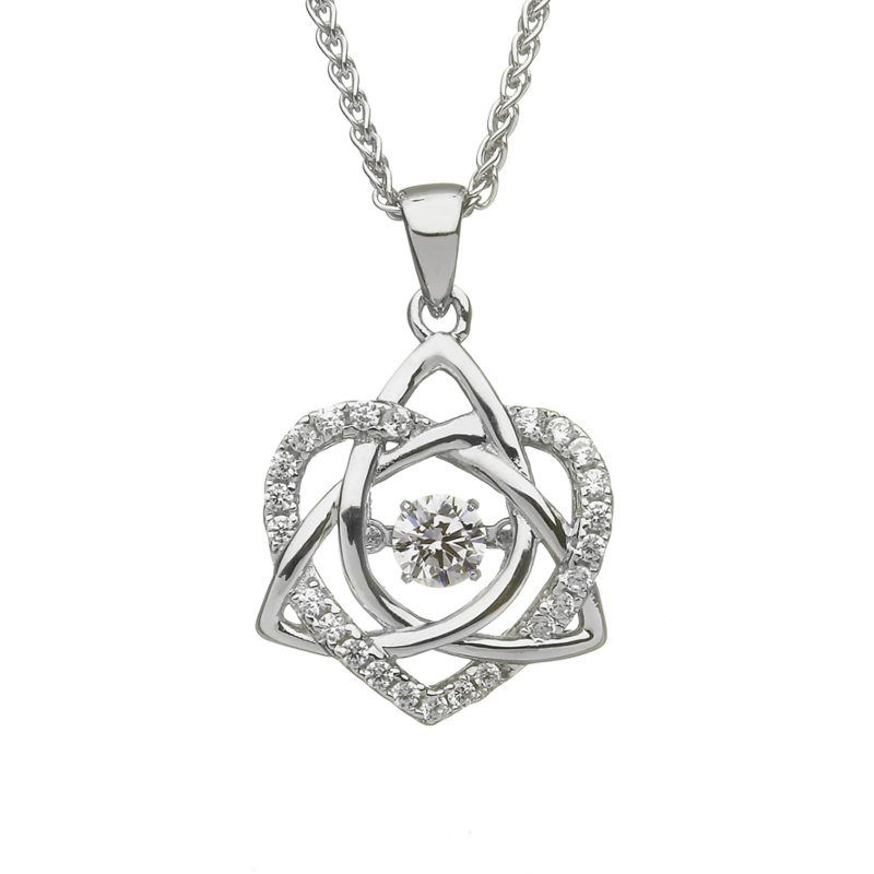 Silver Pendant Dancing Stone - Trinity and Heart Silver Pendant Dancing Stone - Trinity and Heart