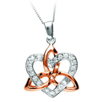 Celtic Trinity heart rose gold plated pendant