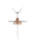 Celtic Sterling silver cross with rose gold plated Trinity knot