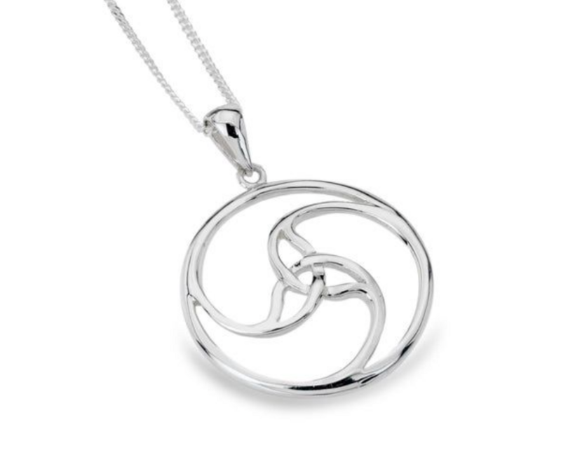 Celtic Trinity Spiral Sterling Silver Pendant 