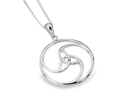 Celtic Trinity Spiral Sterling Silver Pendant 