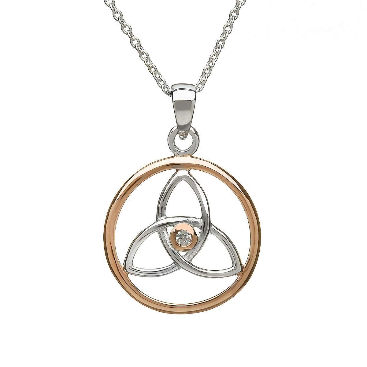 Rose Gold Circle with Silver Trinity Knot