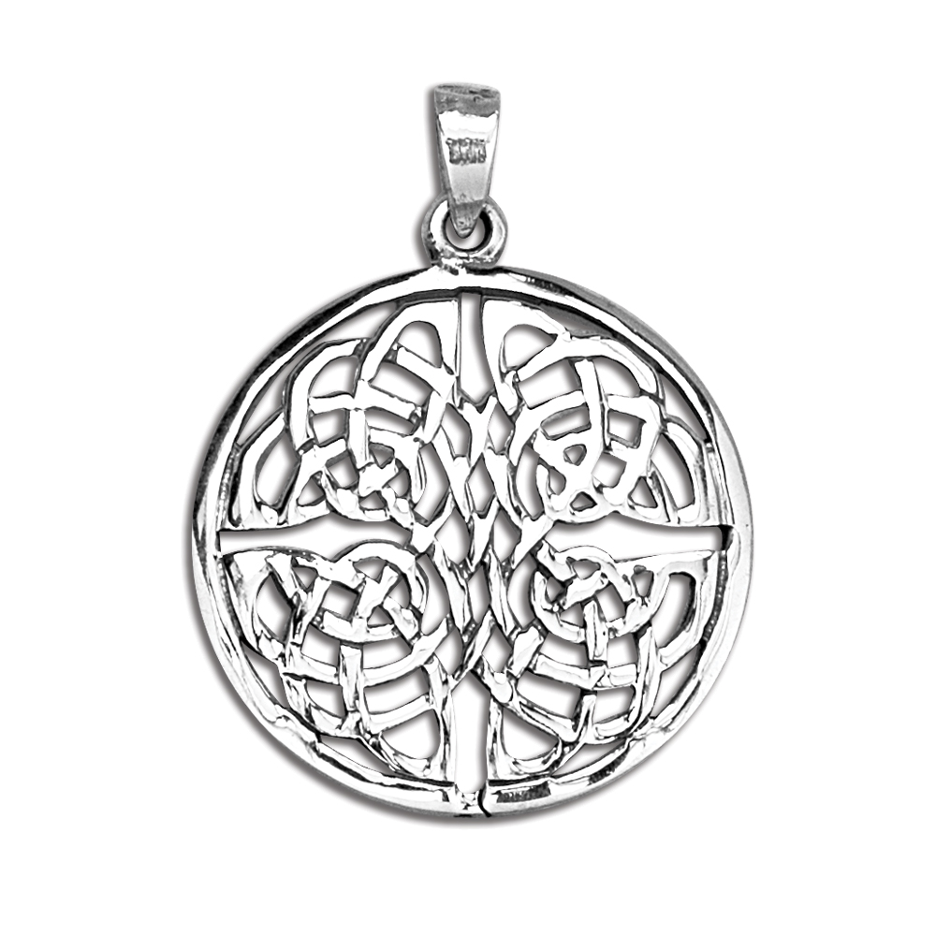 Sterling Silver Celtic Knot circle Pendant 
