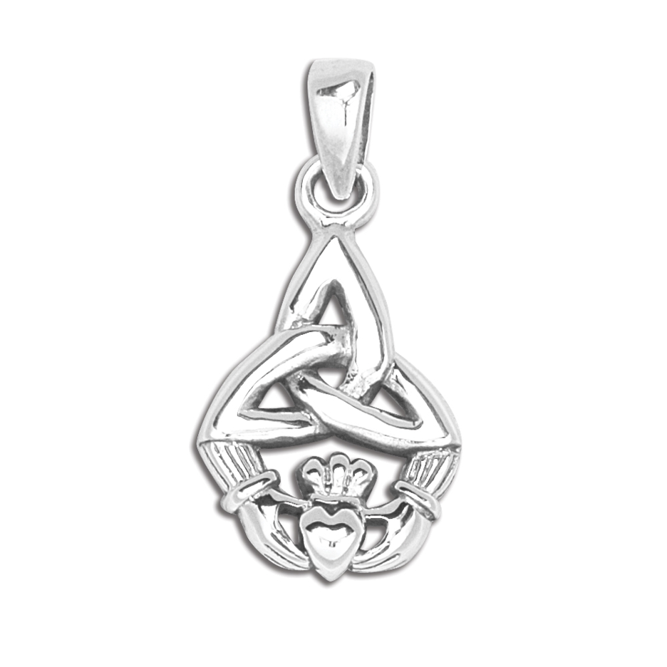 Sterling Silver Trinity Knot and Claddagh Pendant