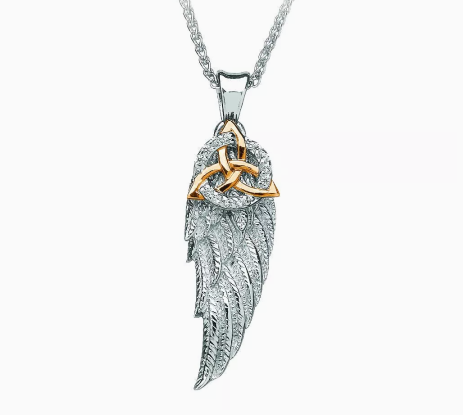 Silver Angel Wing Trinity Pendant