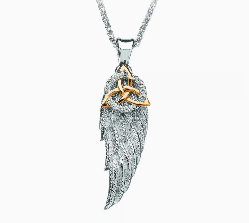 Sterling Silver Angel Wing Trinity Pendant