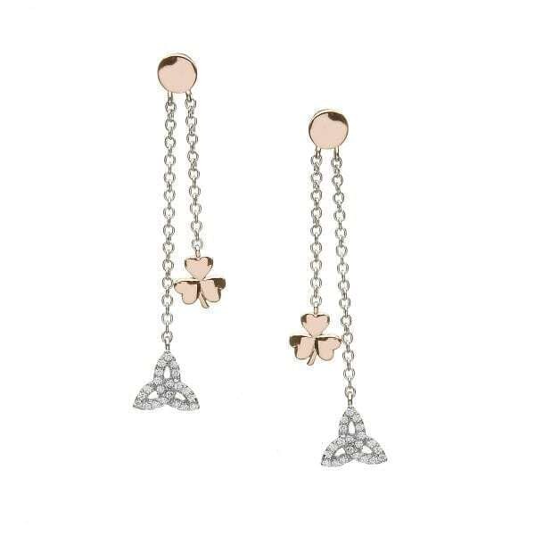 Rose Gold Shamrock and Trinity Earrings