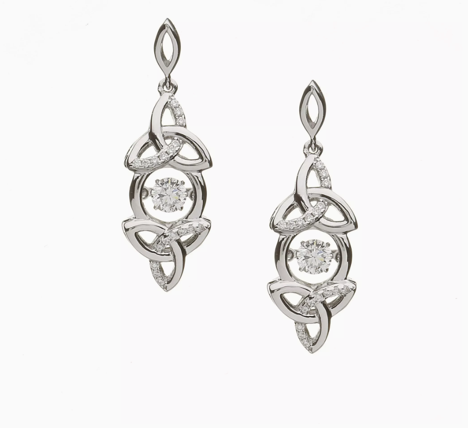 Sterling Silver Dancing Stone Celtic earrings