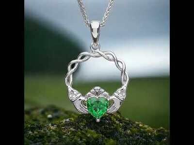 Green Stone Claddagh Pendant