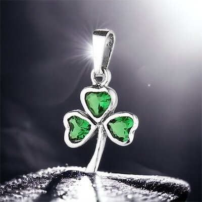 Green Shamrock Celtic Pendant Bright Background