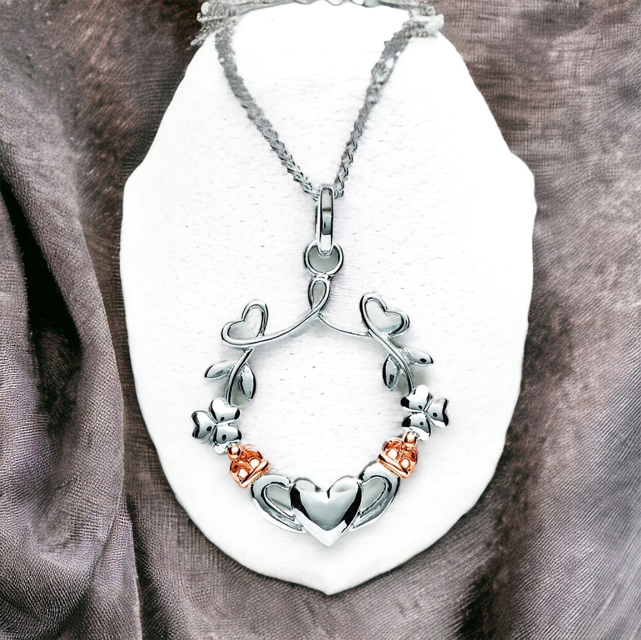 Heart Shamrock Claddagh Pendant Sterling Silver heart shamrock claddagh pendant