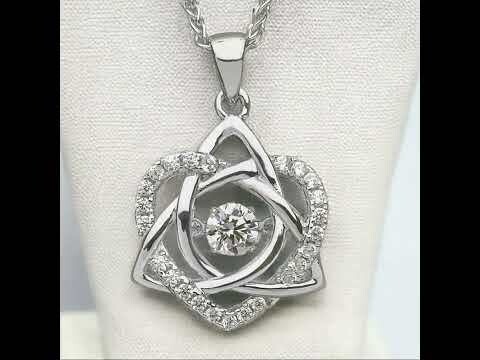 Silver Pendant Dancing Stone - Trinity and Heart
